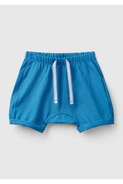 United Colors of Benetton Bebek Saks Mavi Arkası Yamalı Beli Büzgülü Dekorati...