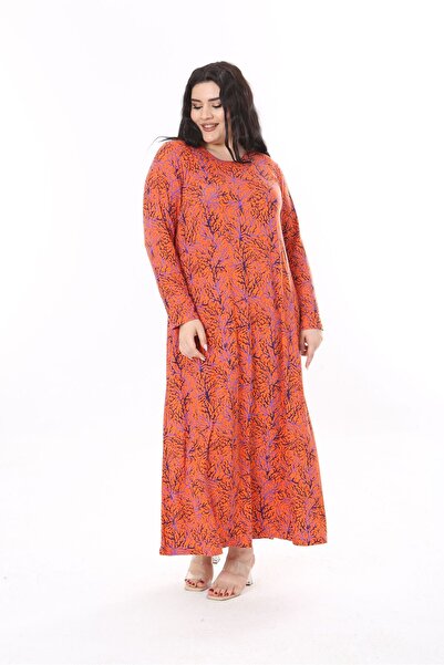 mezura tekstil Plus Size Viscose Combed Cotton - Maxi Φόρεμα Κατάλληλο για Hijab