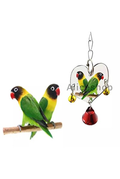 Alice Double Sided Canary Heaven - Decorative Heart Shaped Mirror for Sultan and Small Cage Birds