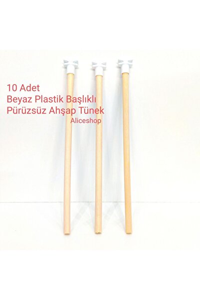 Alice 10 قطع مجثم خشبي من البلاستيك الأبيض مقاس 25 سم - رأس ناعم