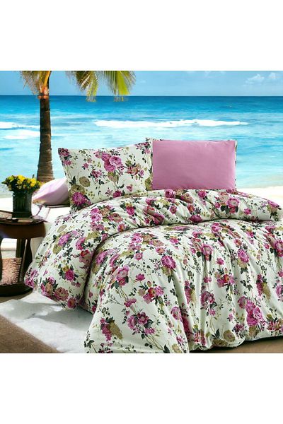 MAJESTE Combined/Cotton Ranforce Does Not Want Iron, Non-Wrinkle Single Duvet Cover Set-2 with Pillow Case-10331t