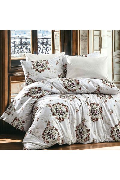 MAJESTE Combined/Cotton Ranforce Does Not Want Ironing Non-Wrinkle Double Duvet Cover Set-4 with Pillow Case-11241