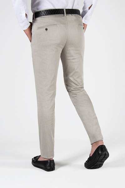 ADEGO Italian Cut Cream Slim Fit Cotton Trousers