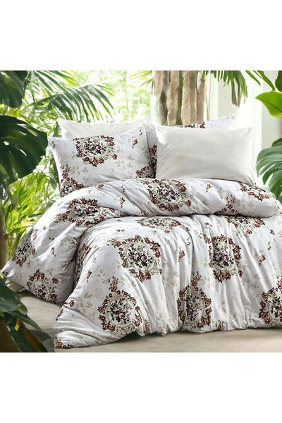 MAJESTE Combined/Cotton Ranforce Does Not Want Ironing Non-Wrinkle Double Duvet Cover Set-4 with Pillow Case-11241