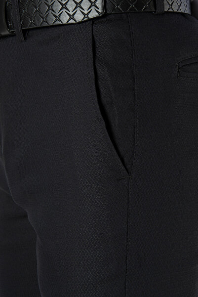 ADEGO Italian Cut Black Slim Fit Cotton Trousers