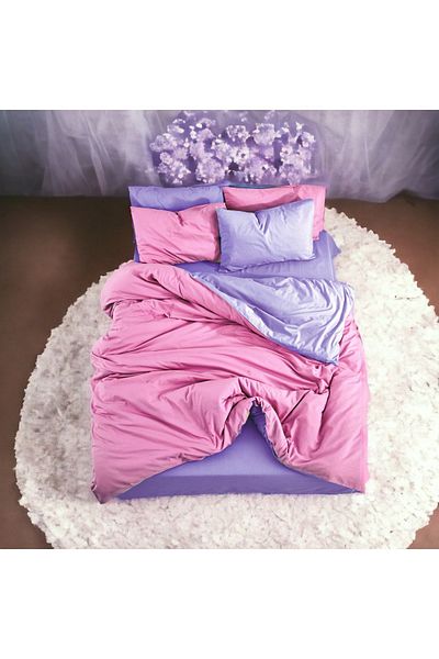MAJESTE Double-Sided Use Combination/Ranforce Double Duvet Cover Set-4 Pillowcases-Pink/Purple