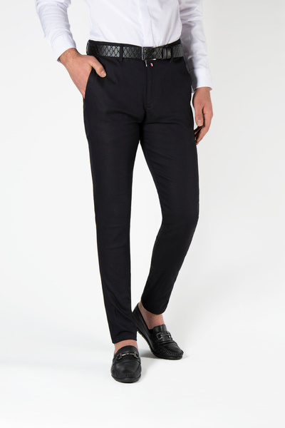 BUCADO Pantaloni negri din bumbac slim fit cu croi italian