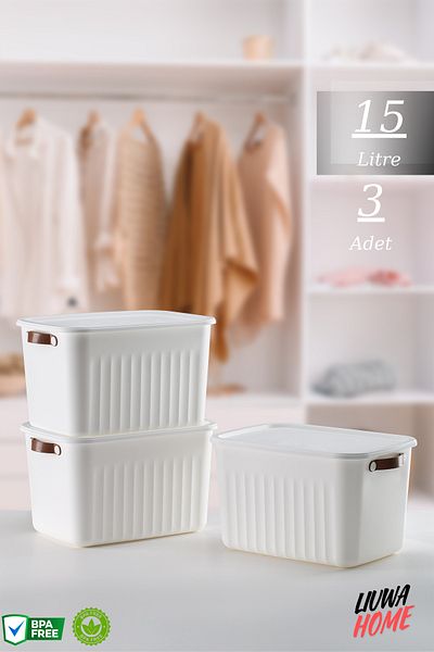 LIUWA 15 Lt Capacity 3 PCS Storage Box Mix - Organizer and Storage Box