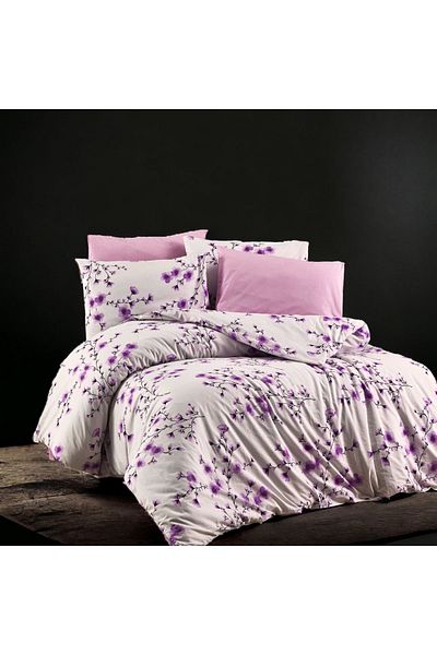MAJESTE Combined/Cotton Ranforce Does Not Want Ironing Non-Wrinkle Double Duvet Cover Set-4 with Pillow Case-6030