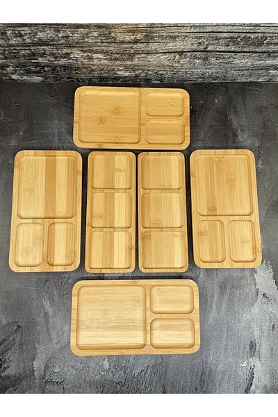 YzHome 6 Piece Bamboo Breakfast Set - Presentation Serving Plate and Spoon Gift