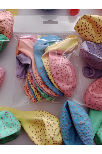 Parti Düşleri Makaron Balona Kare Puantiye Baskılı Balon (10 adet)