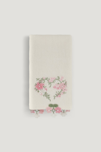 Arliva Home Yasemın Kadıfe Nakıslı Çeyız Havlusu Krem 30x50