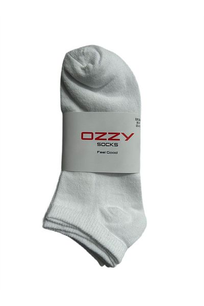 Ozzy Socks Οικονομικά 12 Ζεύγη Λευκά Βαμβακερά Γυναικεία Μποτάκια