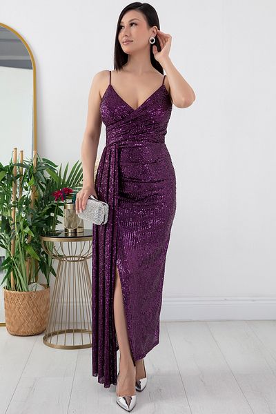 PULLIMM Rochie de seara cu paiete cu decolteu Kruvae - cu bretele 39868