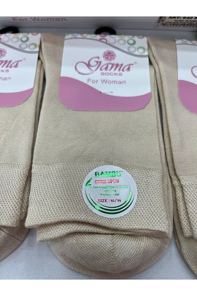 Gama Çorap Γυναικεία πρίζα 3 τεμαχίων Bamboo Natural 100% Λεπτή καλοκαιρινή χωρίς νάιλον