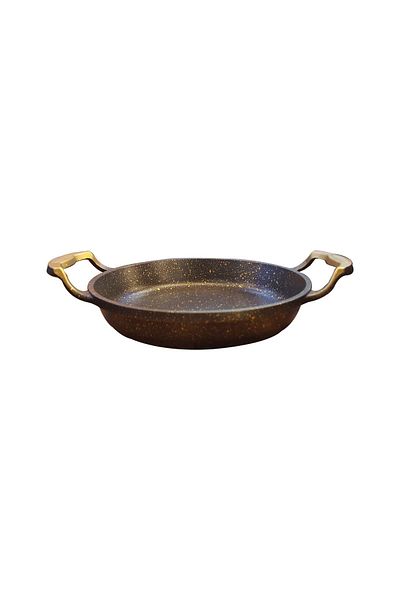 OMS 3248 Gold Cast Iron Granite Sahan Set - Double Coverless, 18-20cm