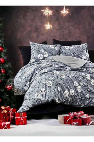 MAJESTE Exclusive 100% Cotton Poplin Akfil Ranforce Double Duvet Cover Set (with 4 Pillowcases)-3085