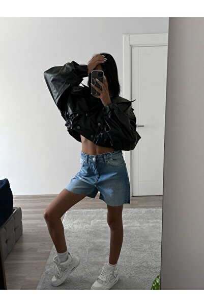 Alien 1979 Mavi yıkamalı denim şort