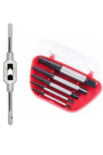 ÖZGÜNTİC. Kılavuz Kolu & 5 Parça Ters Kılavuz Seti Toplam 6 Parça Ürün Hasarlı Vida Çıkarıcı Ters Kılavuz