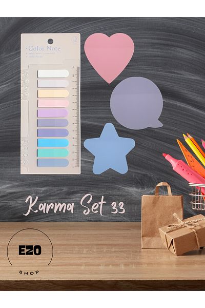 EZOSHOP Transparent Colored Adhesive Note Paper 4 Pack Post-It Mixed Set 33