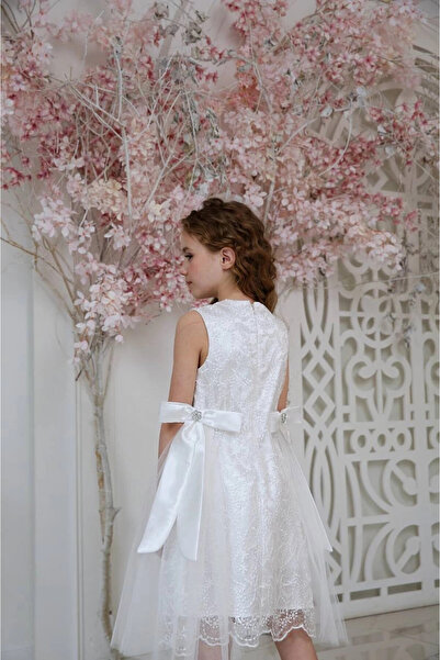 PİXİNADELUXE Toka Detaylı Payet Gübürlü Taşlı Kısa Çocuk Elbise