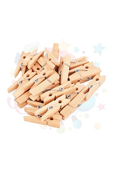 Kezban Tekstil 50 Adet Dekoratif Mini Ahşap Mandal 3,5cm Fotoğraf Asma Mandalı
