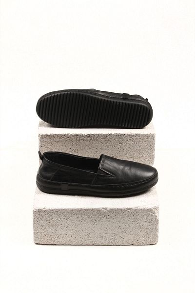Gusse Black Leather Women's Ballerinas