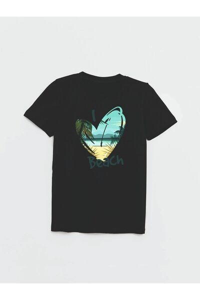 Cevval Дитячий футболка з написом «Plaj» і принтом у вигляді серця - Пейзаж