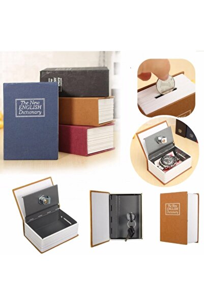 YENİLZD Sözlük Görünümlü 18cm Kasa Kitap Para Gizli Güvenli Kilitli - LACİVERT