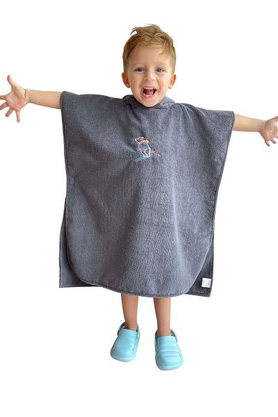 Remsa Mayo 717 Model Gray Children's Hooded Sea and Pool Poncho Beach Towel