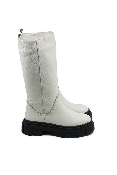 Gusse Women's Beige Genuine Leather Boots