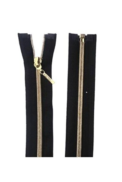 Kezban Tekstil Ferace Fermuar Negru Gold Dişli 110 Cm