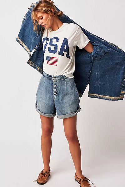 september island Comfortable Molded Classic Jeans Color Denim Shorts