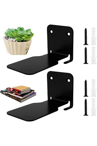 VELUX HOME Metal Gizli Kitap Rafı Siyah Uçan Kitaplar 2'li Set Kitaplık Görünmez