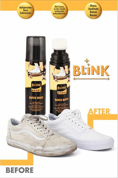 Blinksport Süper White Güçlendirilmiş Beyaz Renkli Spor, Deri Ve Kumaş Ayakkabı Boyası 75 ml