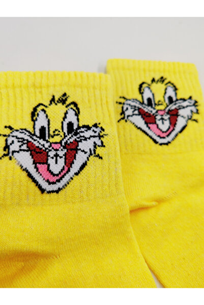 Shuttle Park Унисекс комикси - Жълти колежански чорапи с шарка на Бъгс Бъни