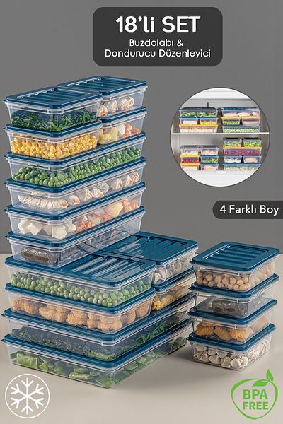 Meleni Home 18 Pieces Microwave Compatible Oil Storage Container - 2x2400Ml 4x1200Ml 4x1170Ml 8x600Ml