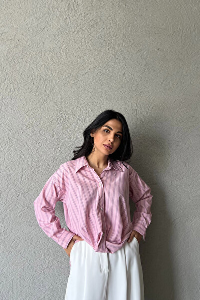 Seda Yalçın Atelier Ροζ ριγέ - Πουκάμισο με δέσιμο μπροστά