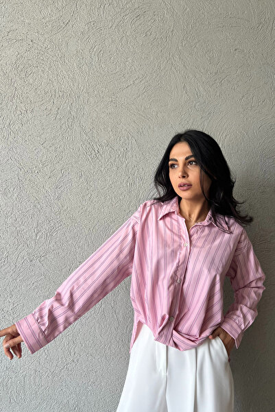 Seda Yalçın Atelier Ροζ ριγέ - Πουκάμισο με δέσιμο μπροστά
