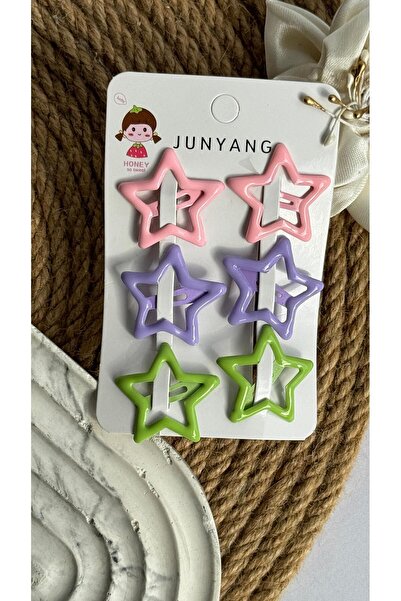 MİNAHOBİ مشبك مشبك على شكل نجمة ملونة مكون من 6 قطع