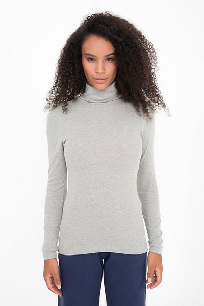 Comm-Ci Blossom Melange Turtleneck Organic Cotton Long Sleeve Knitted T-shirt
