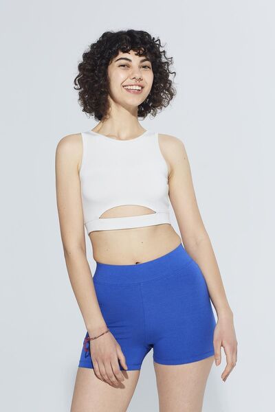 Comm-Ci Ella Mist Зелений органічний бавовняний кроп-топ з вирізами