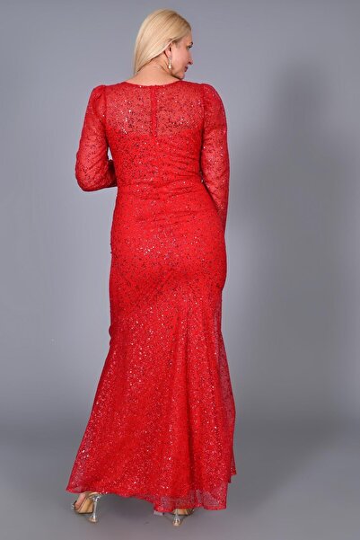 Laviana Glitter Sequin Print Pattern Fabric Dalya Organza Fish Evening Dress