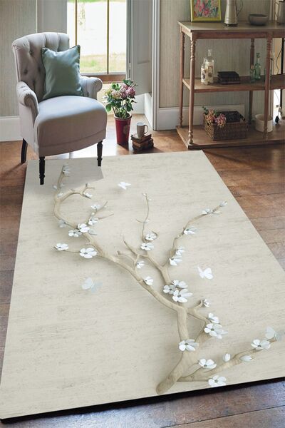 Yürük Home Welsoft Kumaş Dijital Baskılı YRK136 Modeli Lastikli Halı Örtüsü