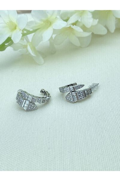 Kyver Snake Earrings Steel Diamond Mounted High Quality 316 L Stainless Gold