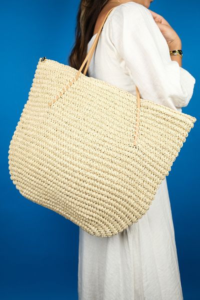 LuviShoes HSR1172 Beige Damen Umhängetasche - Stroh