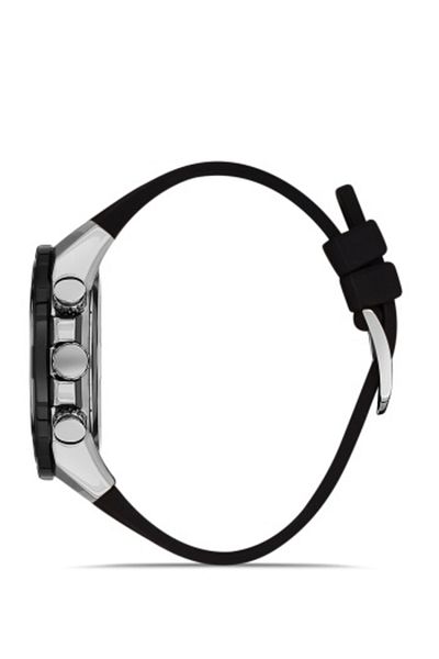 FERRO Black Quartz Silicone 47 mm Men's Watch with Chron