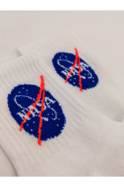 Shuttle Park Унисекс колежански чорапи с мотив на НАСА в бяло