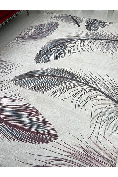MEKA TEKSTİL Silk/Velvet Carpet cover - Feather pattern, with Elastics