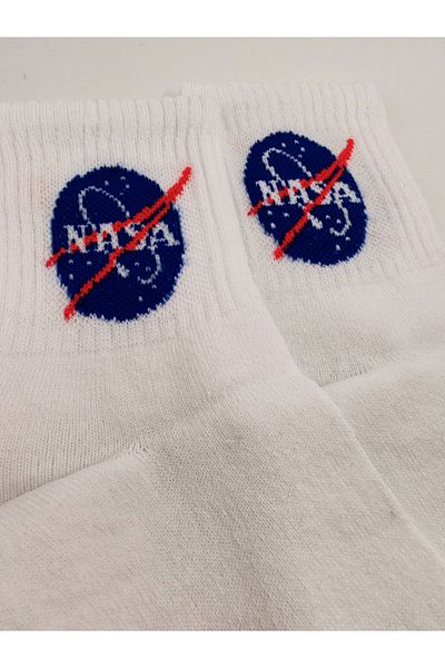 Shuttle Park Unisex Nasa Patterned White Comics Fashion College Socks